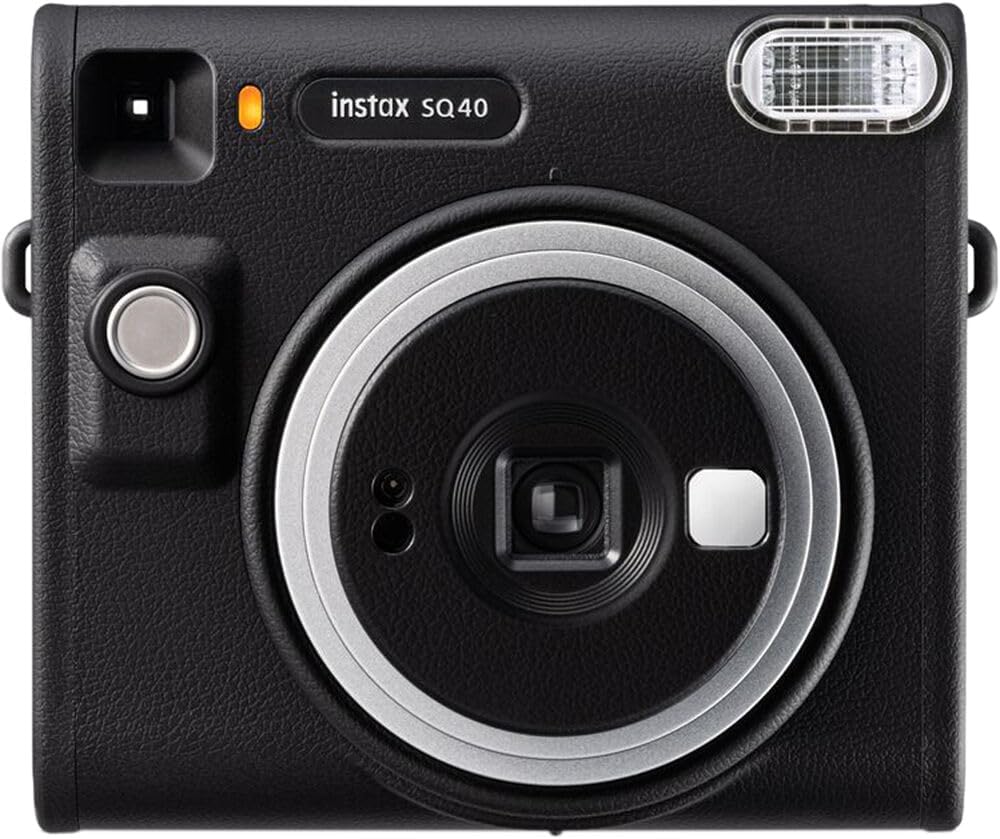 Fujifilm Instax Square SQ40 Instant Camera Vintage Black Bundle with Fuji Instax Film Value Pack (20 Exposures) + Carrying Case + Cleaning Cloth