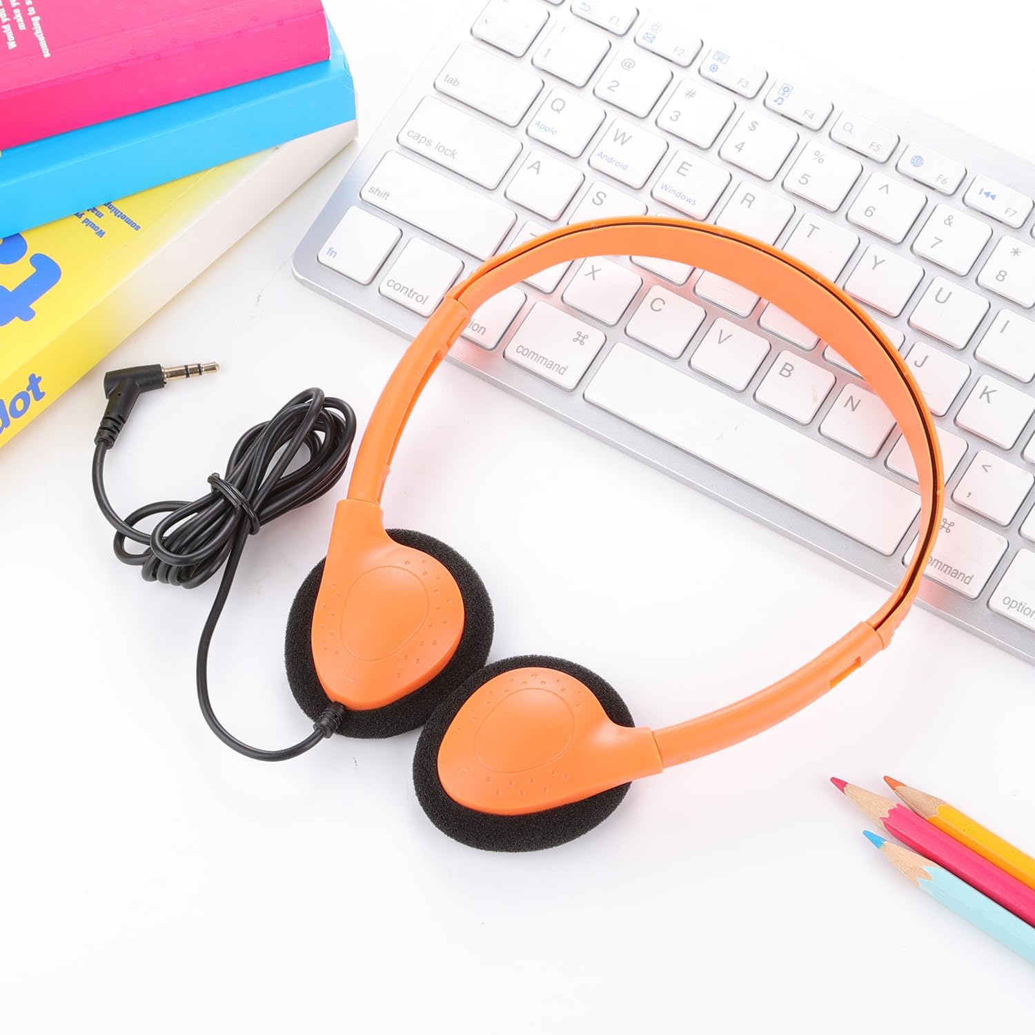 50 Pack Bulk Classroom Headphones for Kids Students School, Multi Color Wired Headphones for Children Teens Boy Girl, 3.5mm Jack for Chromebook Laptop PC