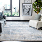 SAFAVIEH Amelia Collection Area Rug - 9' x 12', Ivory & Blue, Modern Abstract Design, Non-Shedding & Easy Care, Ideal for High Traffic Areas in Living Room, Bedroom (ALA768A)