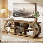 Tribesigns 63" TV Stand for 55/60/65/75-Inch TVs, Farmhouse Entertainment Center with Open Storage Shelves, Wooden Media TV Console for Living Room, Bedroom, Rustic Brown
