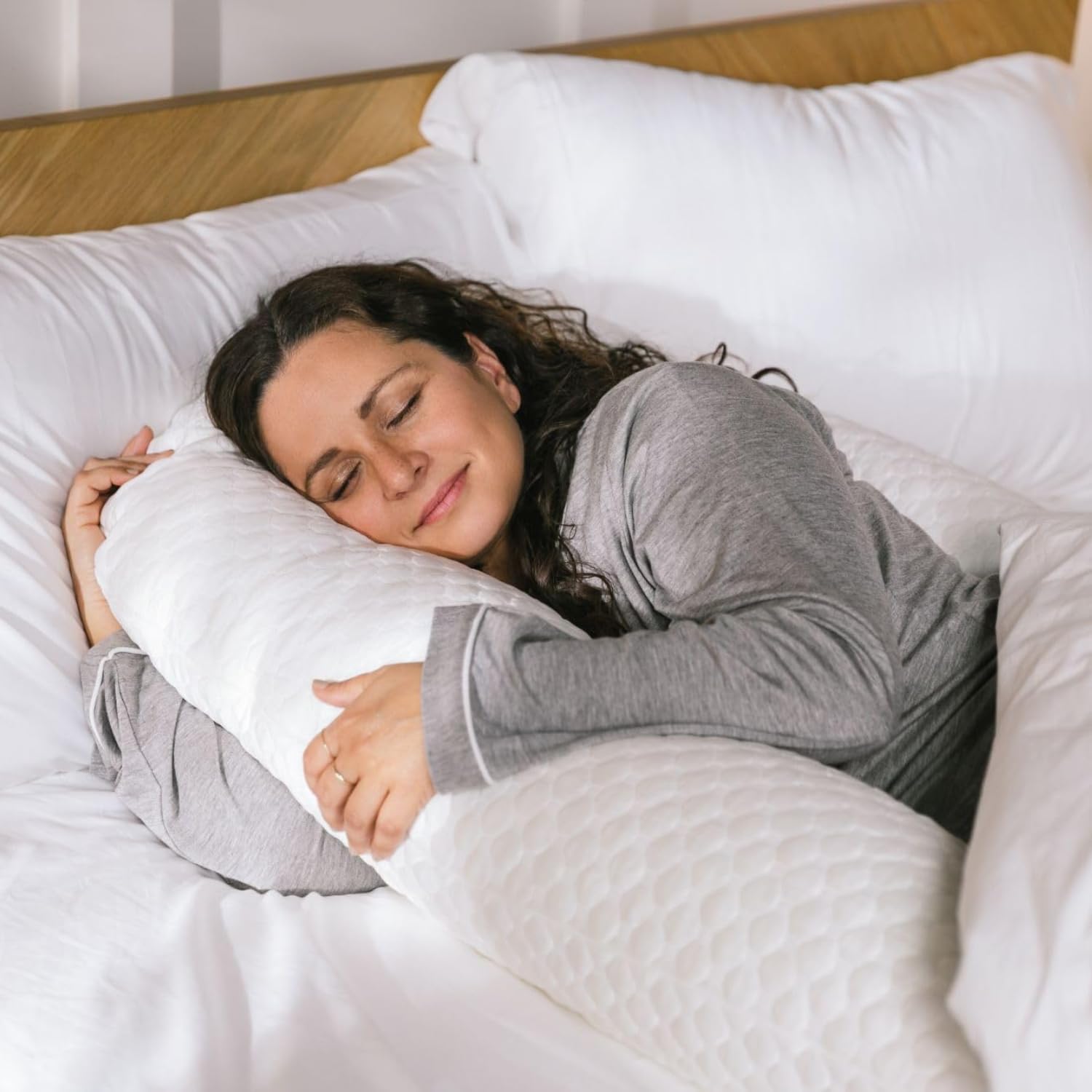 MedCline Cooling Body Pillow for Side Sleepers, Full-Body Support Pillow with Adjustable Memory Foam Stuffing, Ergonomic Design for Comfort All Night Long