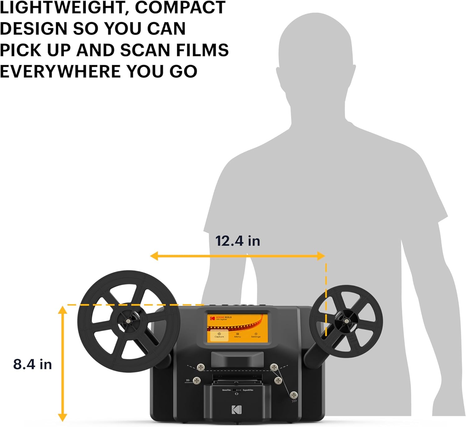 KODAK REELS 8mm & Super 8 Films Digitizer Converter with Big 5” Screen  Scanner Converts Film Frame by Frame to Digital MP4 Files for Viewing  Sharing & Saving on SD Card for 3” 4” 5” 7” and 9” Reels