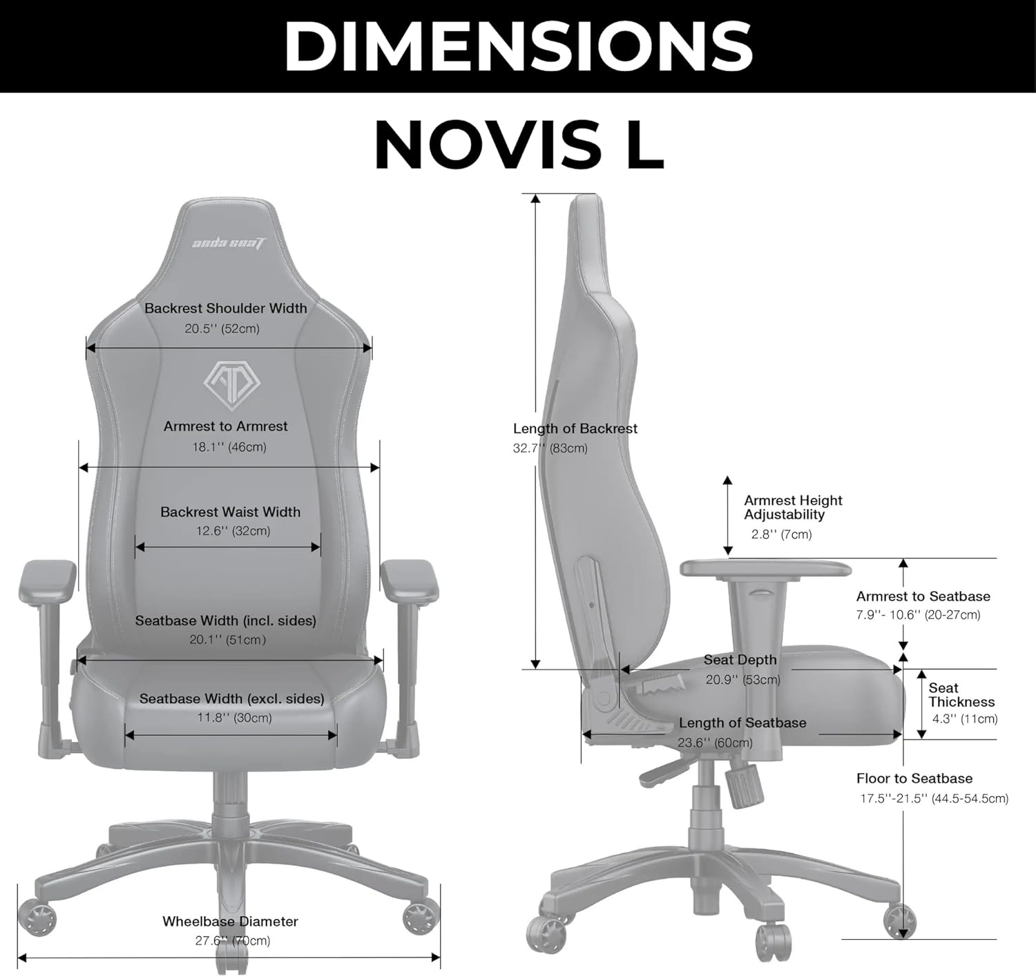 Anda Seat Novis Gaming Chair for Adults - Large Reclining Video Game Chairs, PVC Leather Ergonomic Office Chair, Heavy Duty Back Lumbar Support - Luxury Black Computer Chairs for Home & Work