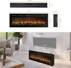 50 Inch WiFi Electric Fireplace Heater with Sound, Wall Mounted, Recessed or Free‑Standing, 750/1500W, 13 Flame & Fuel Bed Colors, Dimmable, Remote & App Control, Alexa & Google Home