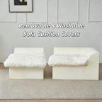 109" Modern Cloud Couches for Living Room, Deep Seat Convertible L-Shape Boneless Couch with Ottoman, Oversized Comfy 3-Seater Couch Chenille Fabric Compressed Sofa Modular Sectional Sofa,Creamy White