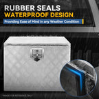 Underbody Truck Box, 24'' D x 17.7"W x 18.1"H Pickup Storage Box, Heavy Duty Aluminum Diamond Plate Tool Box with Lock and Keys, Waterproof Trailer Storage Box with T-Handle Latch - Silver