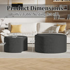 Round Nesting Coffee Table Set of 2,Upholstered Foam Ottoman Footrest Side Table Set,Modern Flannel Circle Coffee Table No Assembly for Living Room Entryway Bedroom,Grey