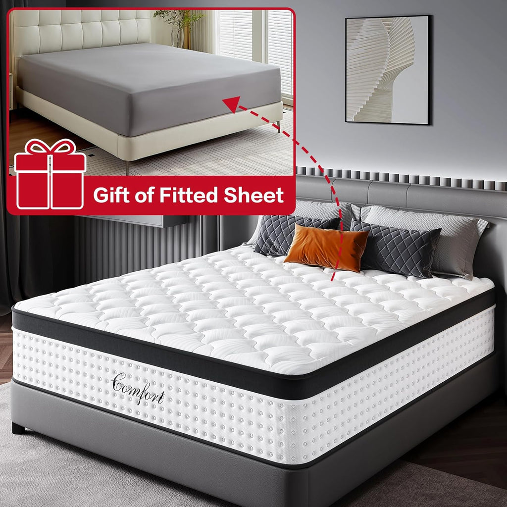 Full Size Mattress - 12 Inch Memory Foam Mattress in a Box, Breathable Fabric, Pocket Springs Hybrid Mattress for Motion Isolation Pressure Relief, CertiPUR-US, Medium Firm Full Mattresses