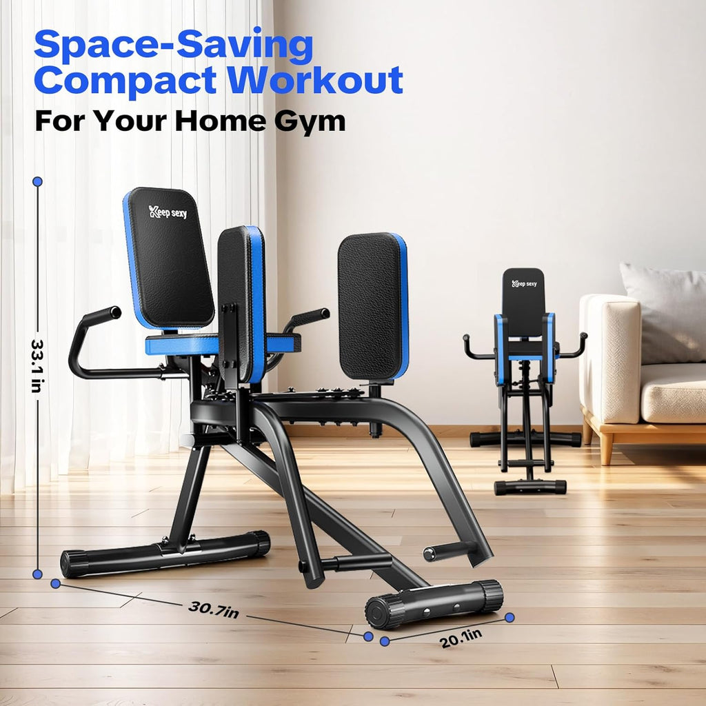 Hip Abductor Machine for Home Gym, 6-Level Thigh Exercise Equipment w/ Bonus Resistance Band | Compact Plush Padding Glute Machine, Booty Builder & Thigh Toner for Women Men