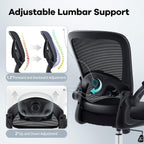 Office Chair,Ergonomic Mesh Desk Chair with Adjustable Lumbar Support,Computer Chair with Flip-up Armrests, Rolling Executive Chairs, Home Office Chair(Black)
