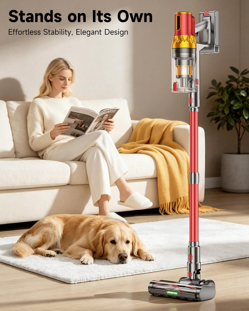 Cordless Vacuum Cleaner, 580W 50Kpa 65Mins Vacuum Cleaner for Home, Stand-Free Stick Vacuum, OLED Display, Auto Scrap Dust Tech, Lightweight, Anti-Tangle Vacuum Cordless for Woodfloor Carpet Pet Hair