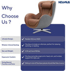Nouhaus Classic Massage Chair with Ottoman – Caramel Leather Recliner with Percussive Shiatsu Massager, Built-in Speaker & Full Body Spot Massage – Ultimate Comfort for Home & Office
