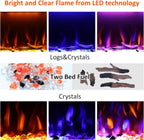 72 inches Electric Fireplace, Recessed and Wall Mounted Fireplace Heater and Linear Fireplace Inserts, Adjustable Heaing& Remote Control& Touchscreen, Multicolor Flame & Realistic logs,1500W, Black