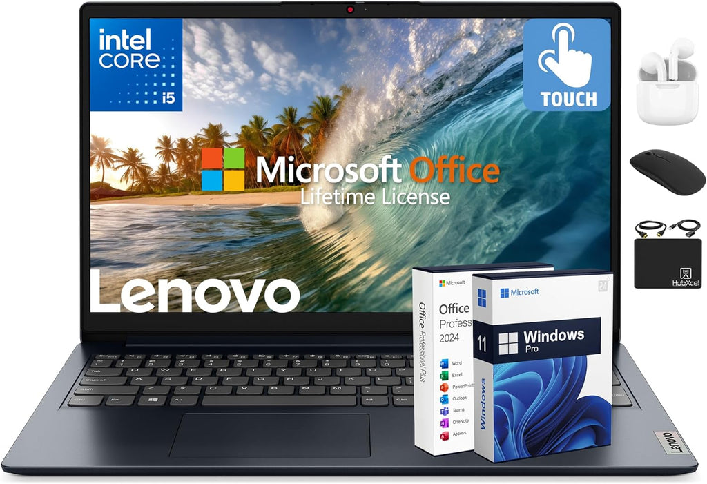Lenovo IdeaPad Business Laptop  15.6" FHD Touchscreen  Powerful 10-Core Intel i5-1334U  AI Copilot Computer  16GB RAM  1TB Storage (512GB SSD+500GB Ext)  HubxcelAccessory  Win 11 Pro  Lifetime Office