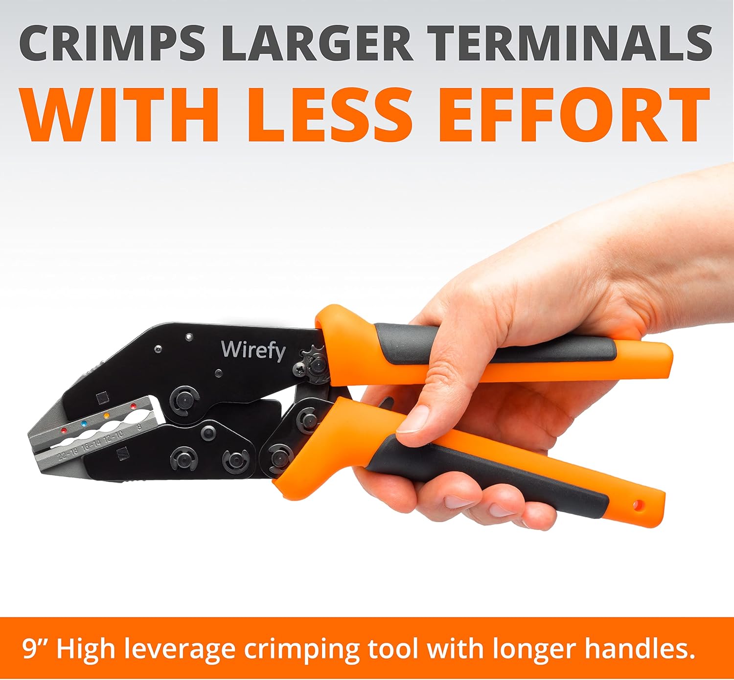 Wirefy Crimping Tool Set 11 PCS - High Leverage Wire Crimper 9" - Heat Shrink, Nylon, Insulated Flag, Non-Insulated Connectors