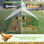 Large Chicken Coop Metal Chicken Run for Yard with Feeding Door