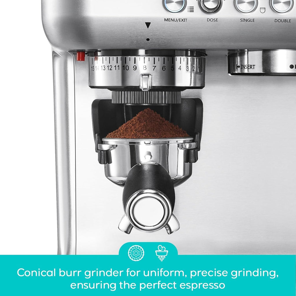 CASABREWS 5700Pro Espresso Machine with Grinder, Professional Coffee Maker with Milk Frother Steam Wand, Barista-Quality Cappuccino Latte Machine with LCD Display, Great for Coffee Enthusiasts