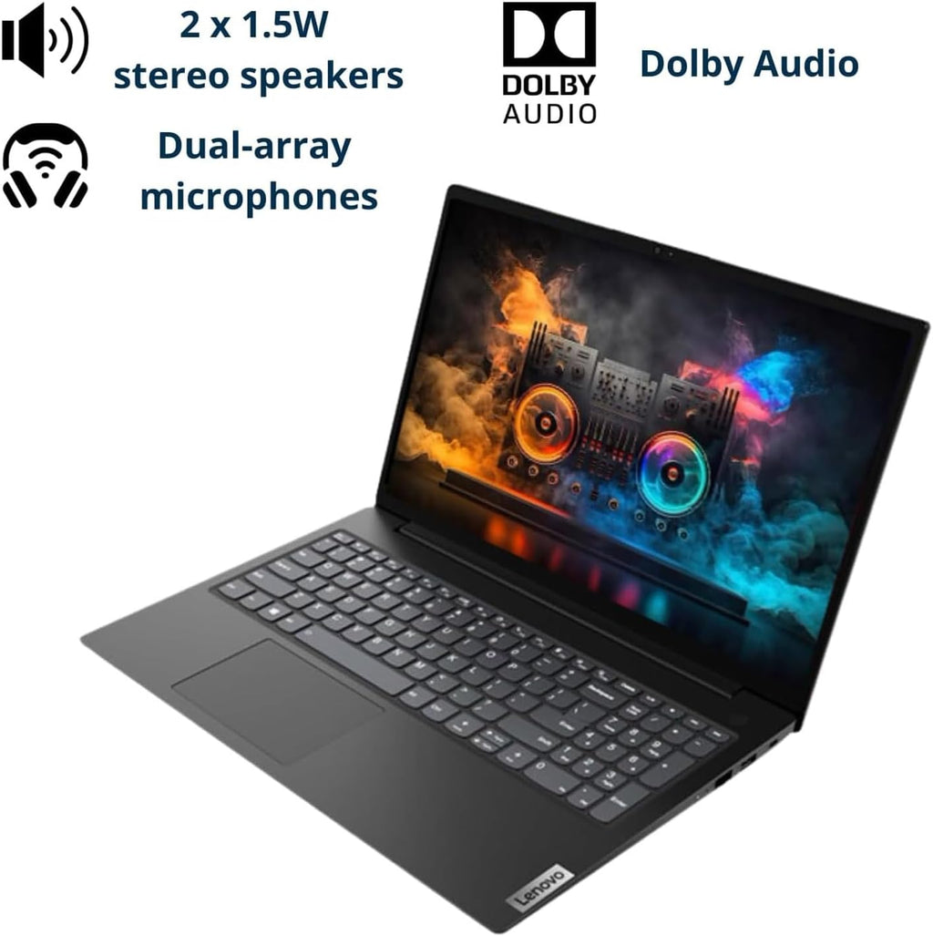 Lenovo V15 Laptop  15.6" FHD Display  AMD Ryzen 5 5500U Hexa-core Processor (Beat Intel i7-1065G7)  16GB RAM  512GB SSD  HDMI  RJ45  Numeric Keypad  Wi-Fi  Windows 11 Pro  Black
