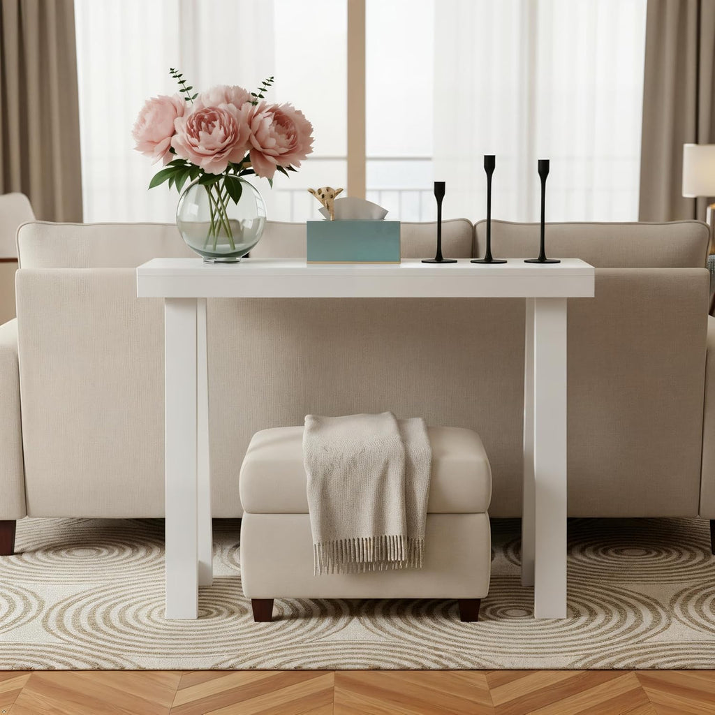 Plank+Beam Solid Wood Console Table, 36 Inch, Sofa Table, Narrow Entryway Table for Hallway, Behind The Couch, Living Room, Foyer, Easy Assembly, White