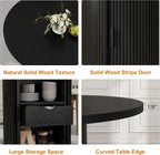 Garvee 47 Inch Round Dining Table for 4, Kitchen Table with 2-Layer Storage Shelf and a Drawer, Farmhouse Circle Dinner Table for Dining Room, Kitchen, Living Room (Table Only), Black