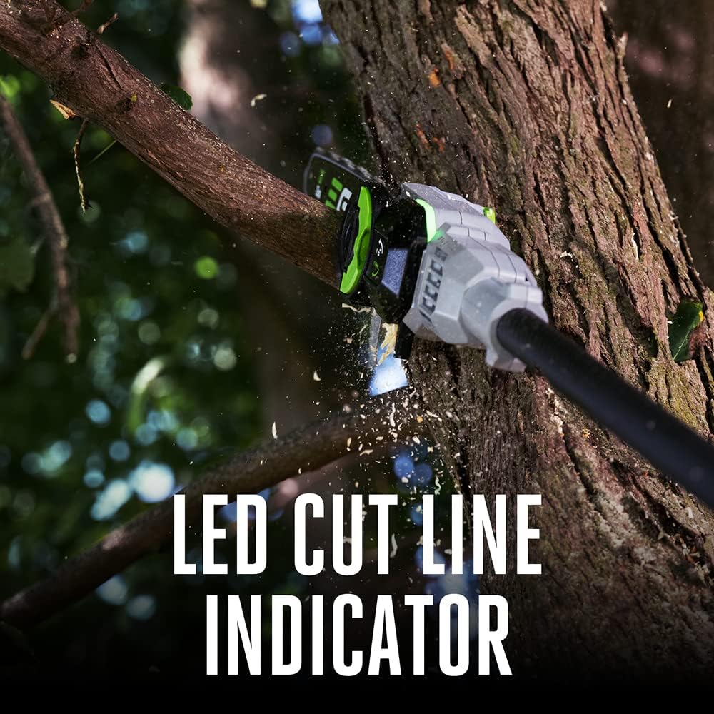 EGO Power+ Pole Saw  Cordless Electric Pole Saw for Tree Trimming with Telescopic LED Cut Line Indicator  Includes 56V 2.5Ah Battery and Charger - PS1001