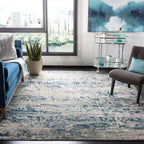 SAFAVIEH Madison Collection Area Rug - 12' Square, Grey & Blue, Modern Abstract Design, Non-Shedding & Easy Care, Ideal for High Traffic Areas in Living Room, Bedroom (MAD460K)