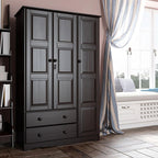 100% Solid Wood Grand Wardrobe Armoire - Mocha