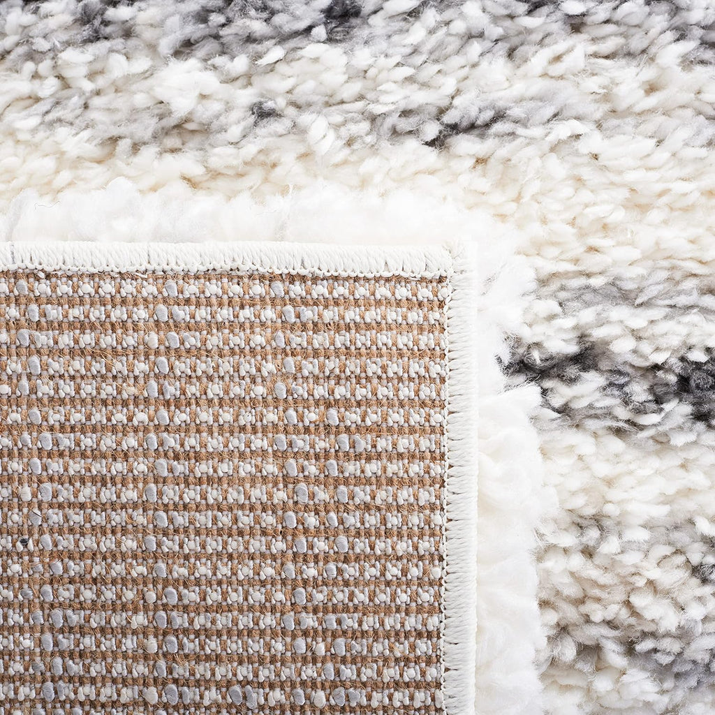 SAFAVIEH Fontana Shag Collection Area Rug - 9' x 12', Ivory & Grey, Modern Design, Non-Shedding & Easy Care, 2-inch Thick Ideal for High Traffic Areas in Living Room, Bedroom (FNT850A)