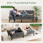 Vongrasig Futon Sofa Bed Velvet Futon Couch with Adjustable Backrest, Small Convertible Folding Sleeper Sofa Bed, Modern Loveseat for Living Room, Bedroom and Small Space, Gray