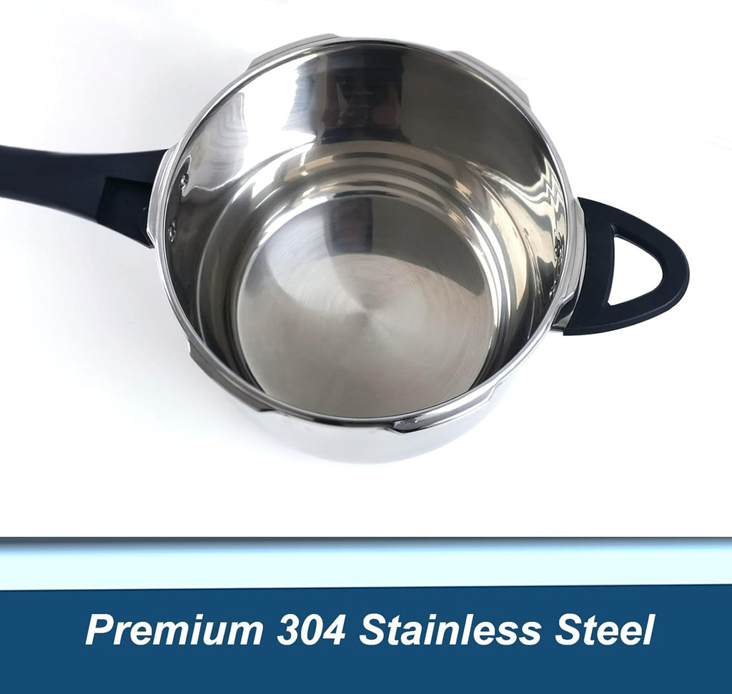XINFU Heavy Duty 304 Stainless Steel Pressure Cooker 8.5 Quart, Serves 6-8, Standard and Fast Modes, Multi-Safety, Even-Heat Patented Base, Compatible with Gas, Electric, Ceramic and Induction Stoves
