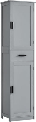 usikey 67“ Tall Bathroom Cabinet, Storage Cabinet with 4 Shelves & 2 Doors, Narrow Storage Cabinet for Bathroom, Living Room, Home Office, Greige UNSNG040G