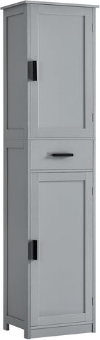 usikey 67“ Tall Bathroom Cabinet, Storage Cabinet with 4 Shelves & 2 Doors, Narrow Storage Cabinet for Bathroom, Living Room, Home Office, Greige UNSNG040G