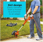 BLACK+DECKER 3-in-1 String Trimmer/Edger & Lawn Mower, 6.5-Amp, 12-Inch, Corded (MTE912)