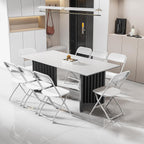 Bonnlo Folding Chairs Set of 10, White Plastic Chair Sturdy Seat with Metal Frame, Perfect for Party, Event, Wedding, Birthday, Office, Outside Entertaining