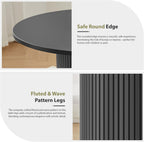 31.5" Round Dining Table for 2-4, Modern Kitchen Table with 2-Tier Storage Shelf, Small Wooden Circle Dining Tables with Fluted Base for Home Dining Room Living Room (Black)