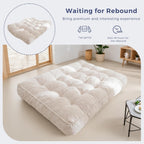 MAXYOYO 8" Futon Mattress Full Size, Ultra Thick Futons Sofa Couch Tufted Sleeper Sofa MAt, Floor Mattress for Adults, Shredded Foam Filling (Frame Not Included), Beige