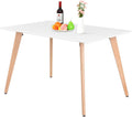 FurnitureR 47-Inch Dining Table for 4-6 People, Modern Rectangular Table with Solid Wood Legs, Multi-Purpose Space-Saving for Kitchen, Dining, Small Places, White