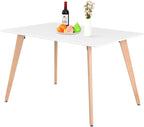 FurnitureR 47-Inch Dining Table for 4-6 People, Modern Rectangular Table with Solid Wood Legs, Multi-Purpose Space-Saving for Kitchen, Dining, Small Places, White