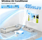 Antarctic Star 6,000 BTU Window Air Conditioner, Window AC Unit, Cools Rooms up to 250 Sq.Ft., 6 in 1 Modes Air Conditioner Window Unit with Remote Control, Easy to Install, Energy Saving, White