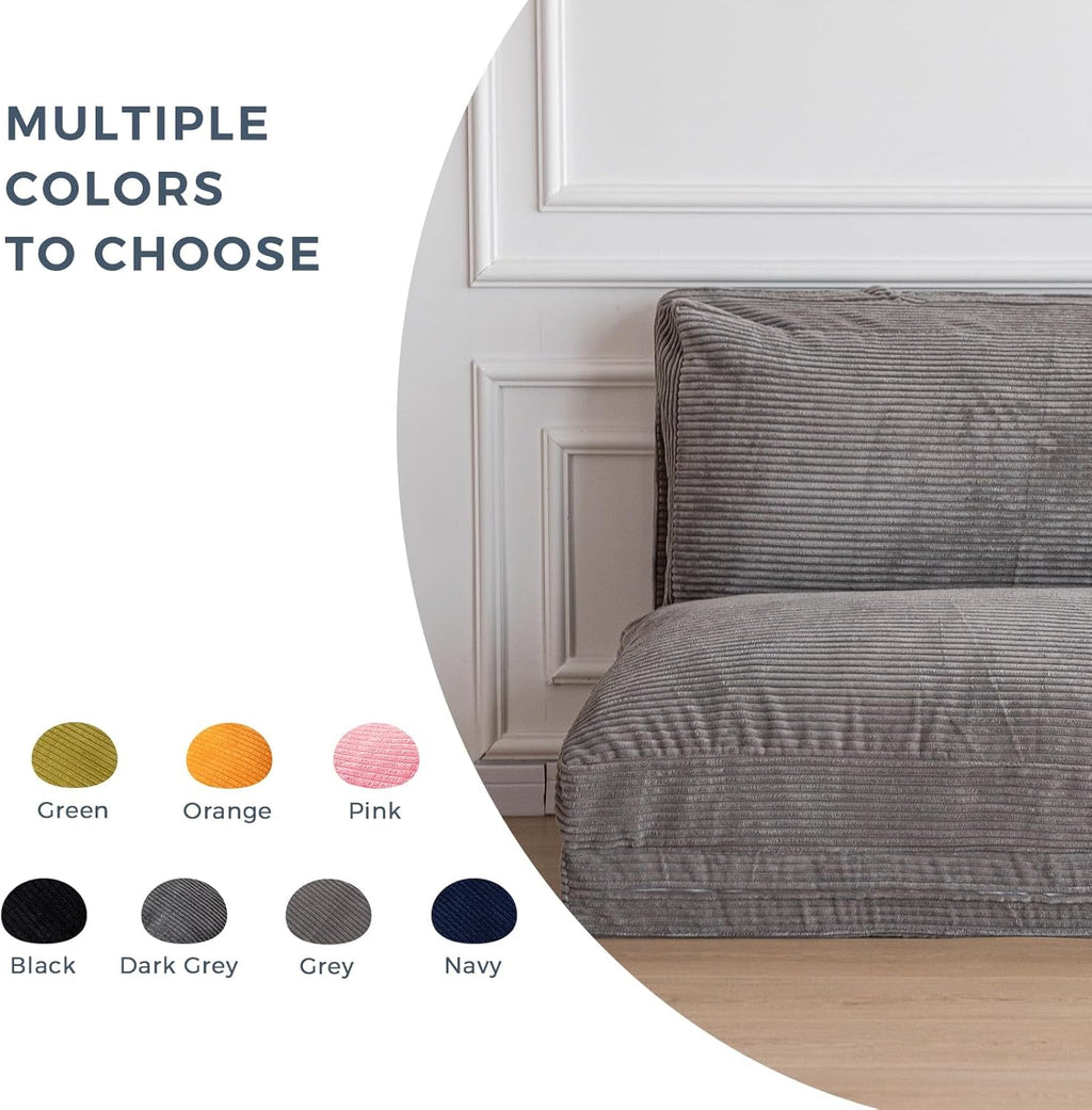 MAXYOYO Folding Sofa Bed, Floor Sofa Convertible Sleeper Chair with Washable Cover, Floor Couch Lounge Bean Bag Chair Bed for Living Room, Grey, 30x95 Inch