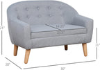 Qaba 2-Seat Kids Sofa, Toddler Sofa Couch, Linen-Like Fabric and Wooden Frame Sofa Chair for Ages 3-7, 11" High Seat, Gray