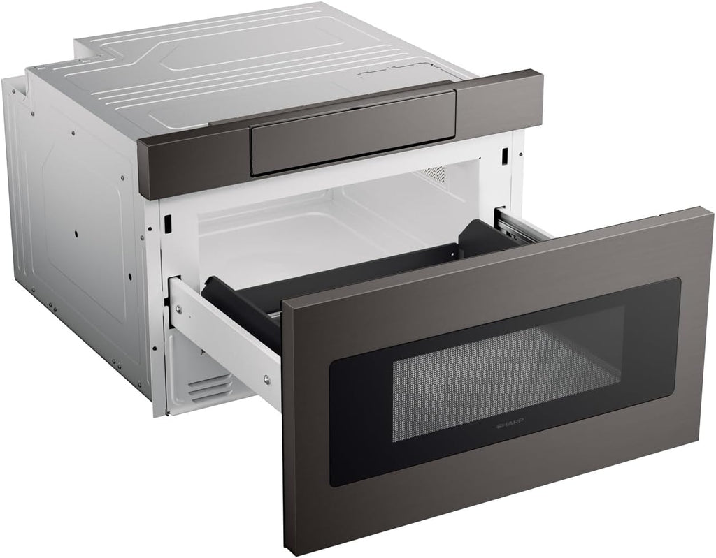 SHARP SMD2470AH Microwave Drawer Oven, 24-inch, 1.2 Cubic Feet, 950 Watt, Concealed Control Panel with Digital LCD Display, Black Stainless Steel