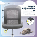 Serta Essential Armless TaskChair, Small Desk Chairs with Wheels, Breathable Mesh Back and Faux Leather, Quality Foam Cushion Seat for Comfort, Minimal Design for Vanity Table, Gray