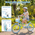 BABY JOY Kids Bike, 12" 14" 16" 18" Mermaid Girls Bike for 3-8 Years Old w/Basket, Training Wheels, Hand & Coaster Brakes, Adjustable Seat & Handlebar, 20" Children Bicycle with Kickstand for 8+