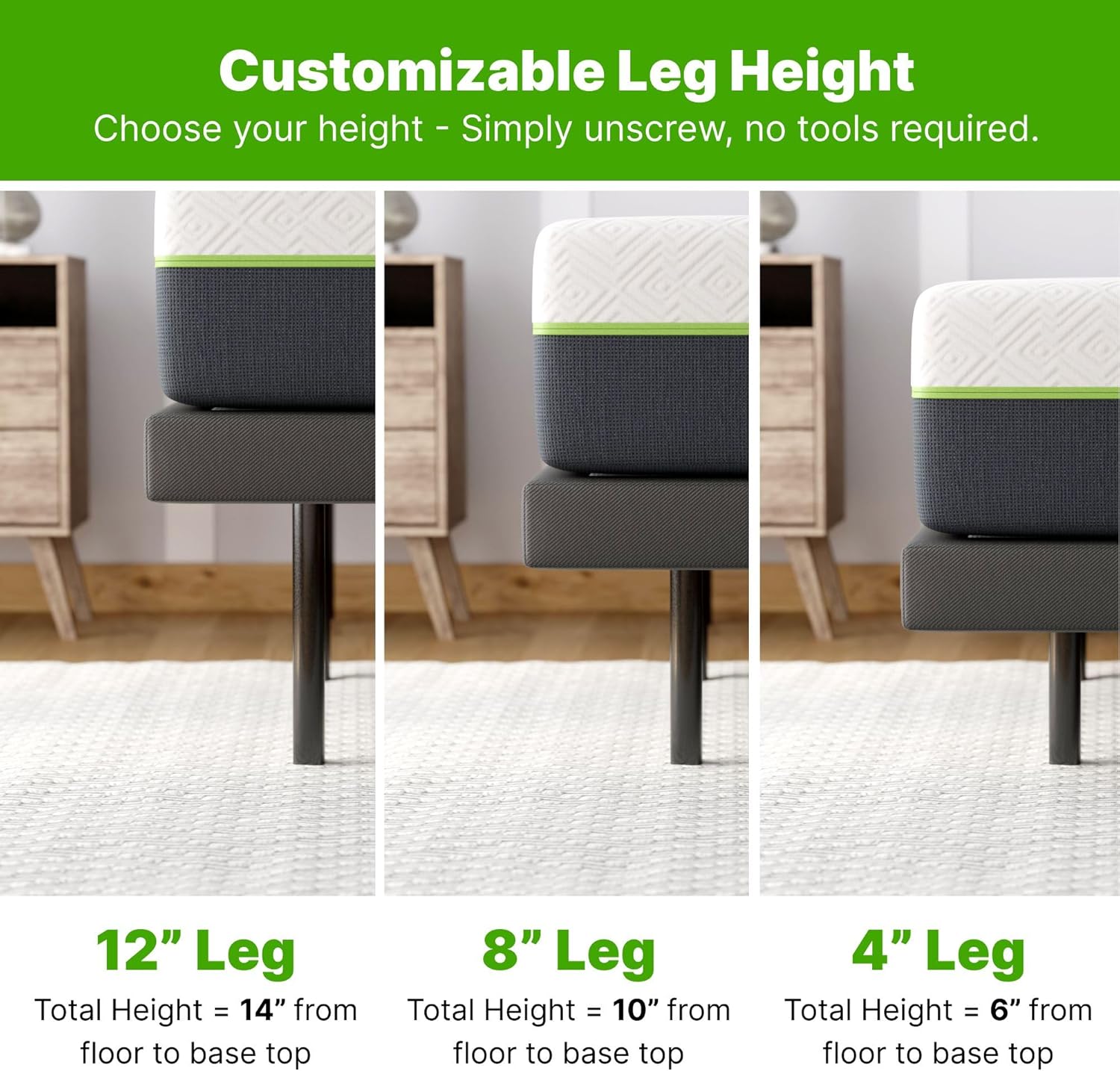GhostBed Adjustable Bed Frame Power Base with 11" Ultimate Memory Foam Mattress Bundle - Electric Bed Base with Lumbar Support - Zero Gravity and Massage Settings - Queen