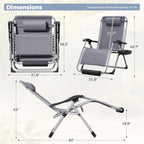 Homall Oversized Zero Gravity Chair, 32In Recliner Lounge Chair with Removable Soft Cushion and Cup Holder, Adjustable Anti Gravity Chair Folding Patio Chairs Padded for Indoor and Outdoor, Grey