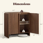 AMERLIFE Fluted Buffet Cabinet with Storage, Modern Sideboard Cabinet with 2 Doors & Adjustable Shelf, Console Table & Credenza for Living Room, Dining Room & Entryway, Brown