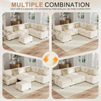 Hanherry Sectional Couch with Pull Out Sofa Bed,Chenille Sleeper Sofa with Storage Ottoman & USB Charging,Comfy L Shaped Modular Couches for Living Room,Apartment