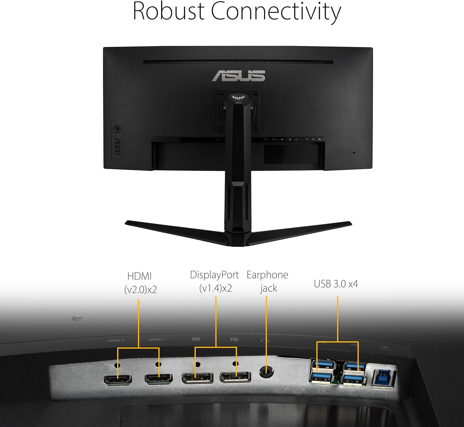 ASUS VG34VQL1B TUF 34 Inch Curved Gaming Monitor - WQHD (3440x1440)  165Hz  1ms  Extreme Low Motion Blur  FreeSync Premium  Eye Care  Height Adjustable  DisplayHDR 400  DisplayPort  HDMI  USB