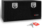 FORWODE 36x17x18 Inch Underbody Truck Tool Box Aluminum Trailer Tool Box with Lock & Foldable T-Handle Waterproof Truck Storage Box for Pickup Truck, Trailer, RV, ATV, Indoor（BLACK）